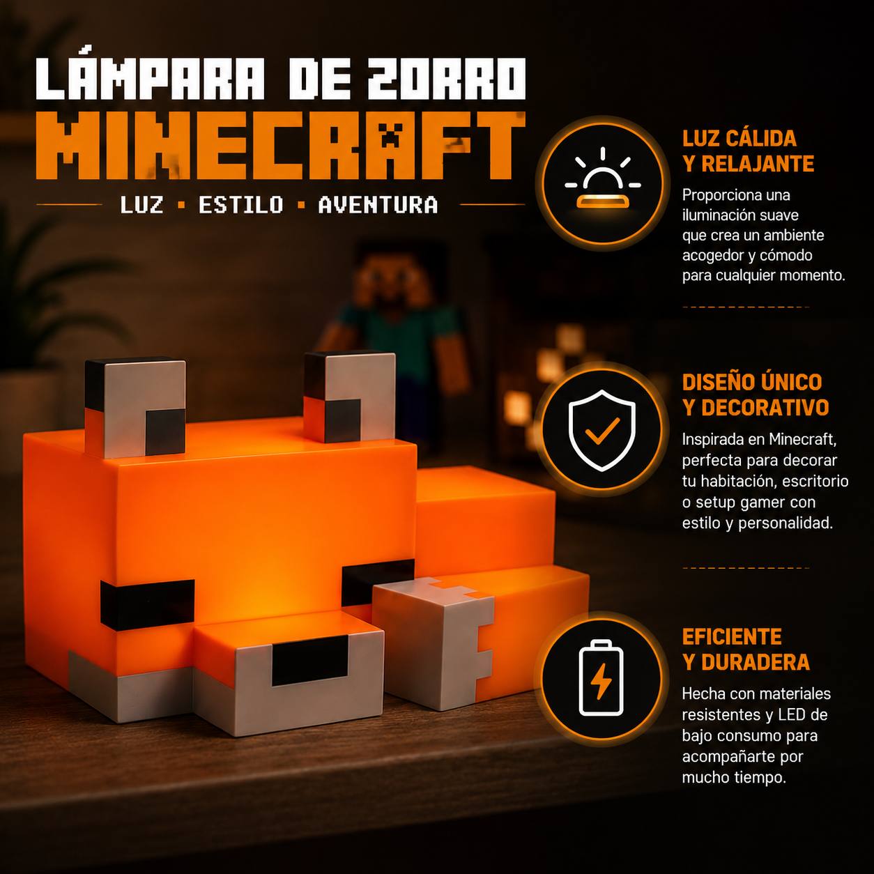 Lampara Zorro De Minecraft